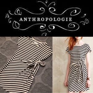 Anthropologie Black and White Striped Mini Dress